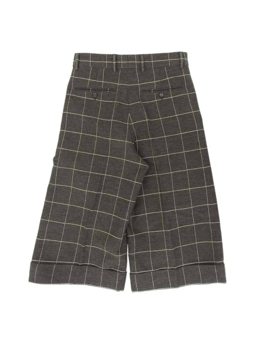 Gucci Wool Plaid Cropped Pants Wide Brown Ivory 44